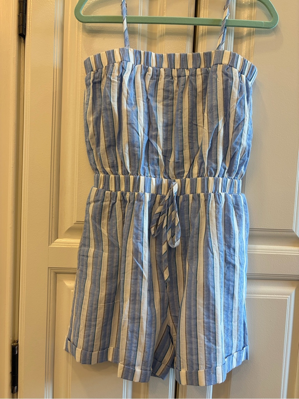 Hayden Blue and White Striped Sleeveless Romper